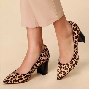 Marc Fisher Caitlin Leopard Print Calf Hair Pointed Toe Pump Heels Size 8.5
